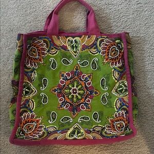 Bohemian Green and Pink Tote Bag